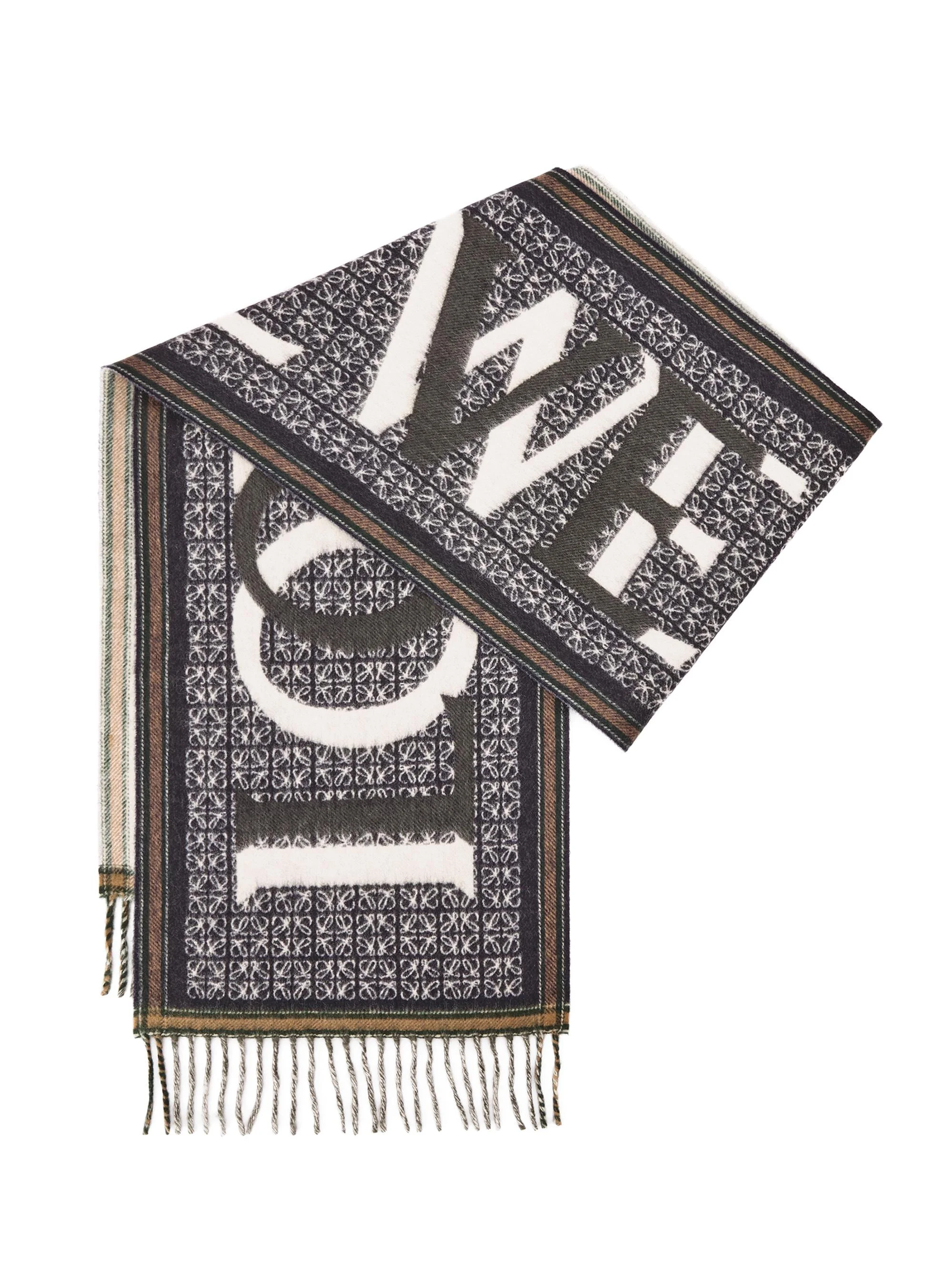 Men's Loewe Love Wool-Cashmere Scarf - Navy Blue - 1