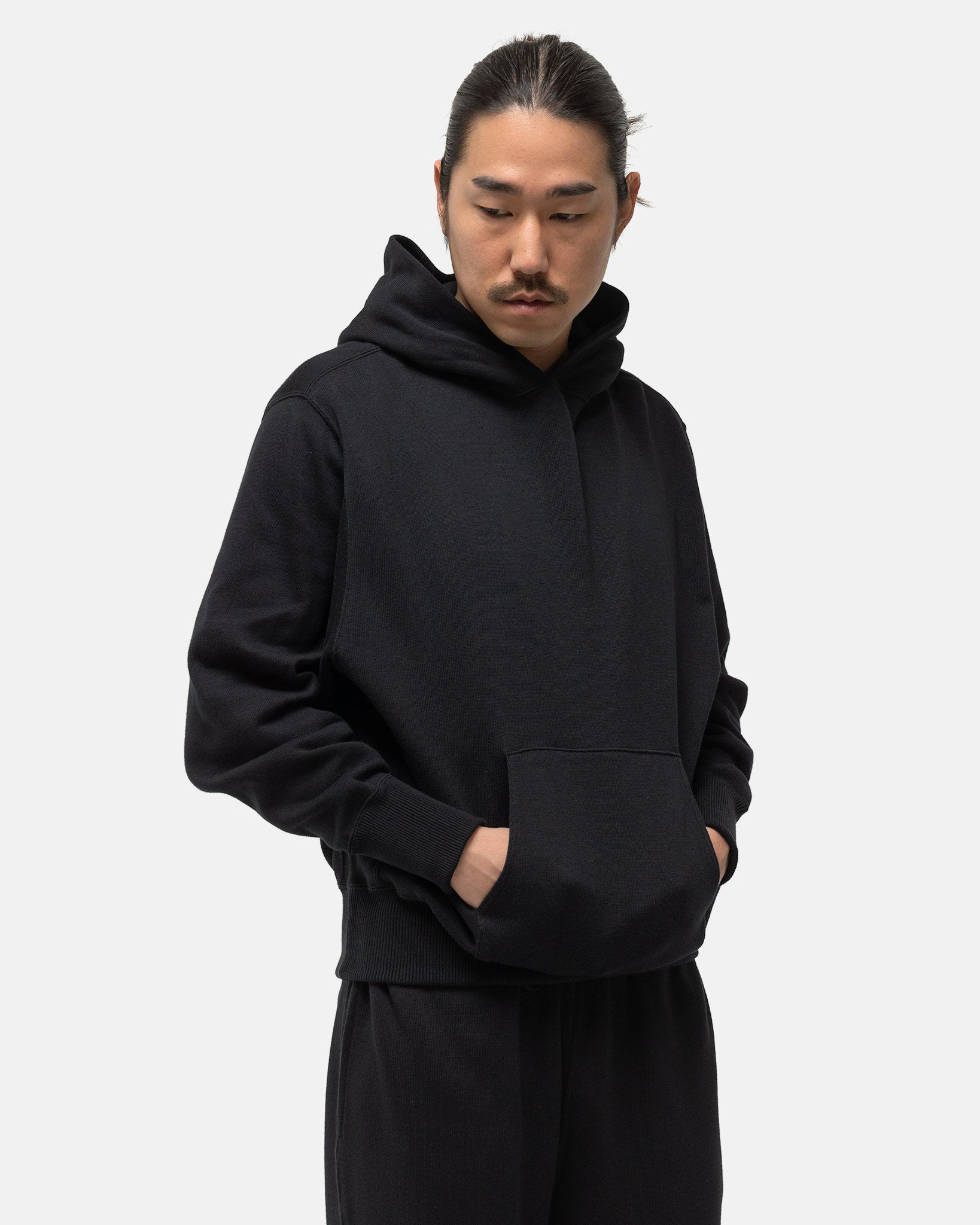 Cotton/Silk Hooded Pullover Black - 4