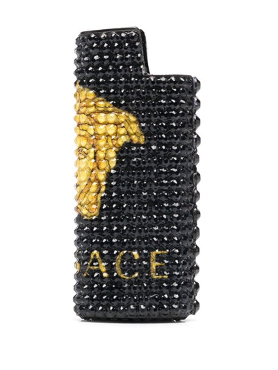 VERSACE crystal-embellished logo lighter outlook