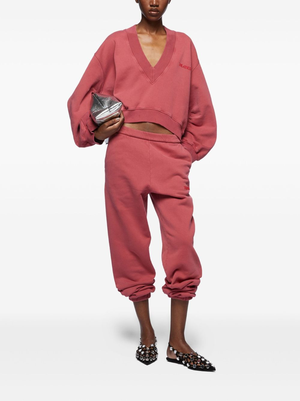embroidered V-neck sweatshirt - 2