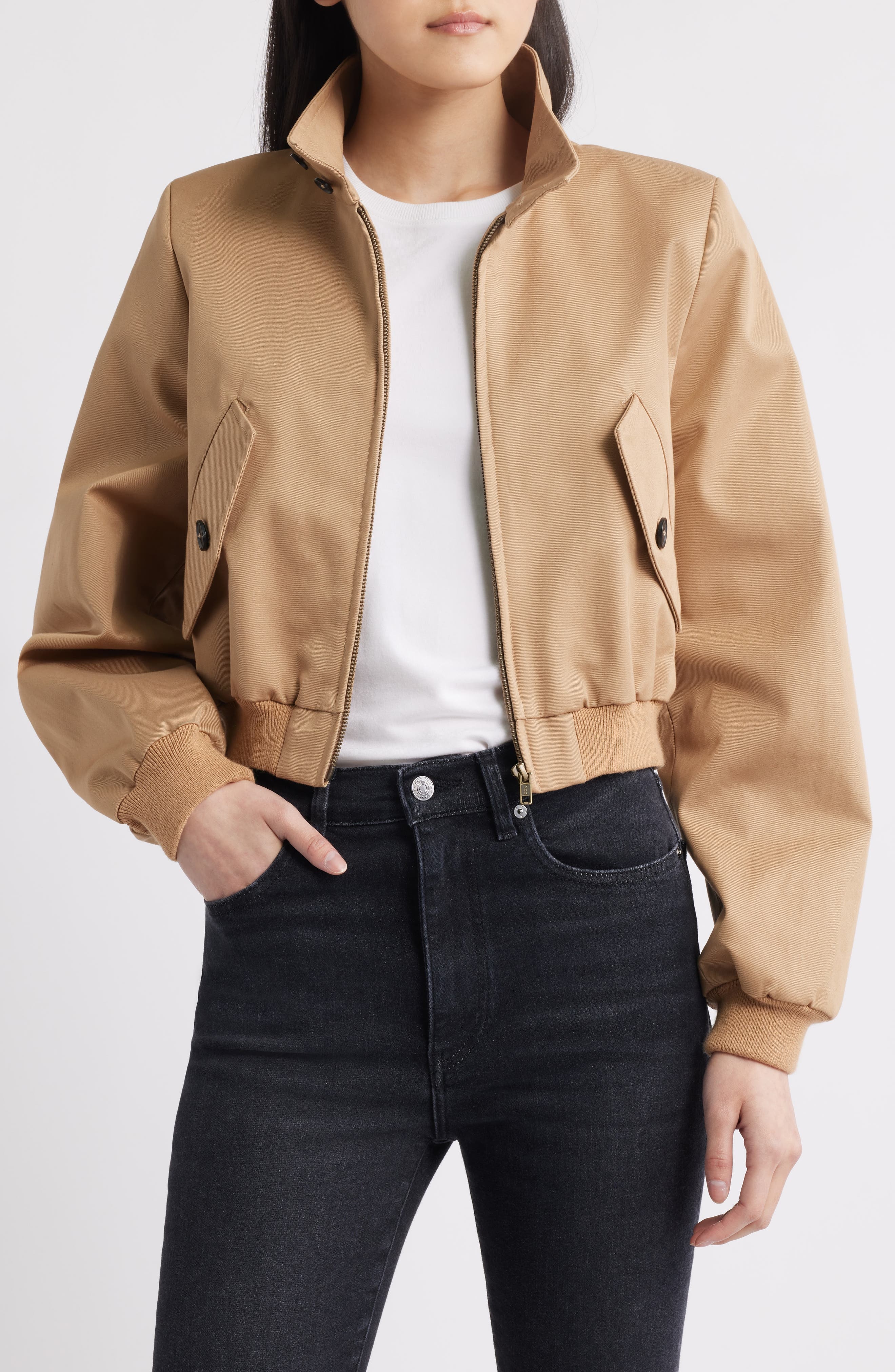 FRAME The Harrington Cotton Jacket in Camel at Nordstrom - 1