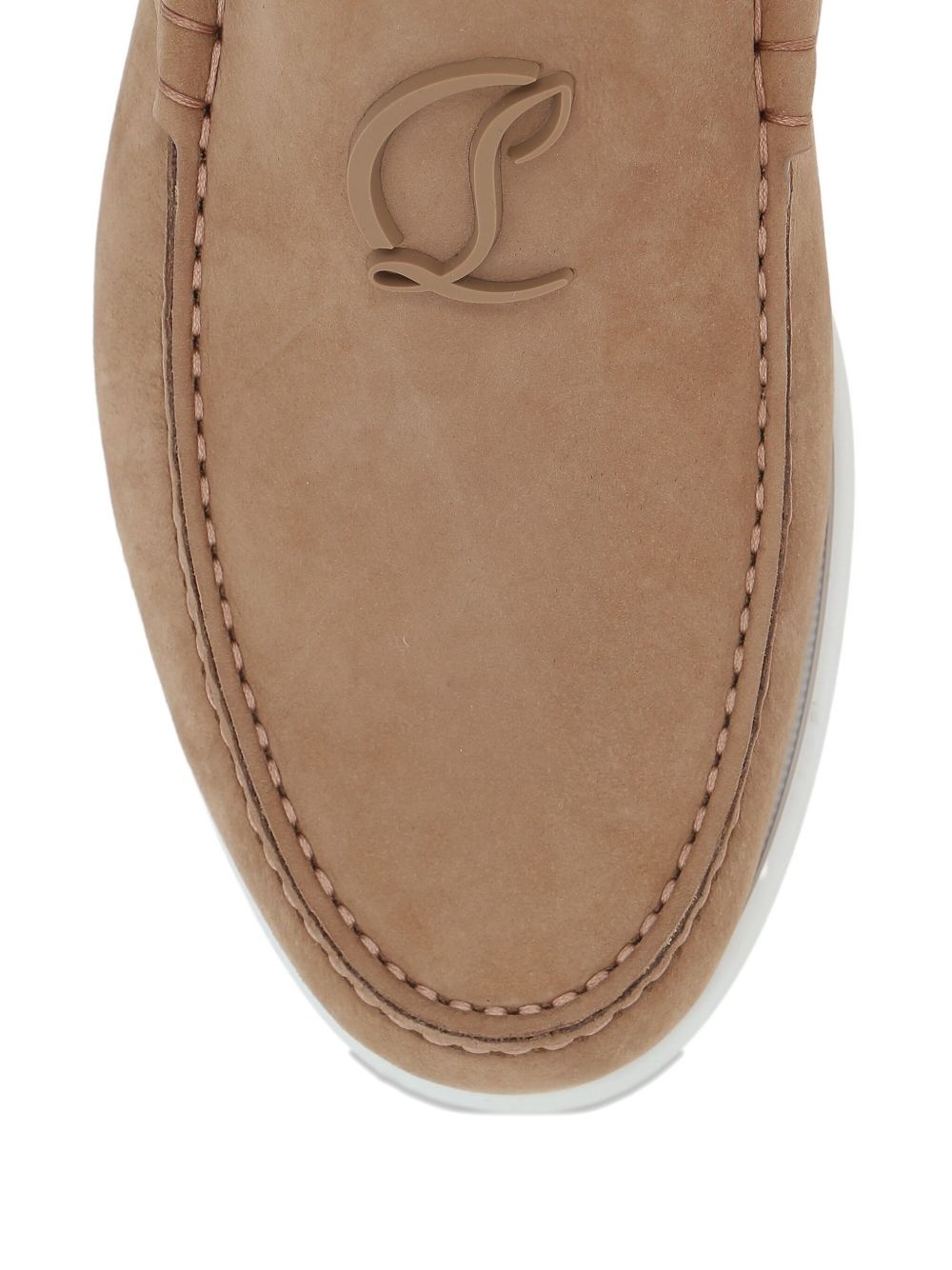logo-embellished calf leather loafers - 4