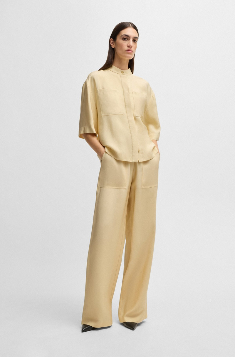 BOSS RELAXED-FIT BLOUSE IN SOFT TWILL WITH STAND COLLAR outlook