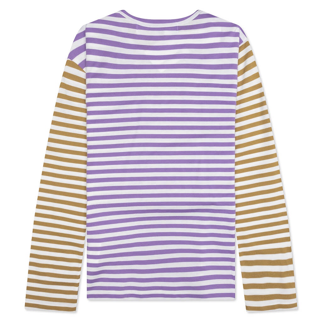 BI-COLOR STRIPE T-SHIRT - PURPLE/OLIVE - 2