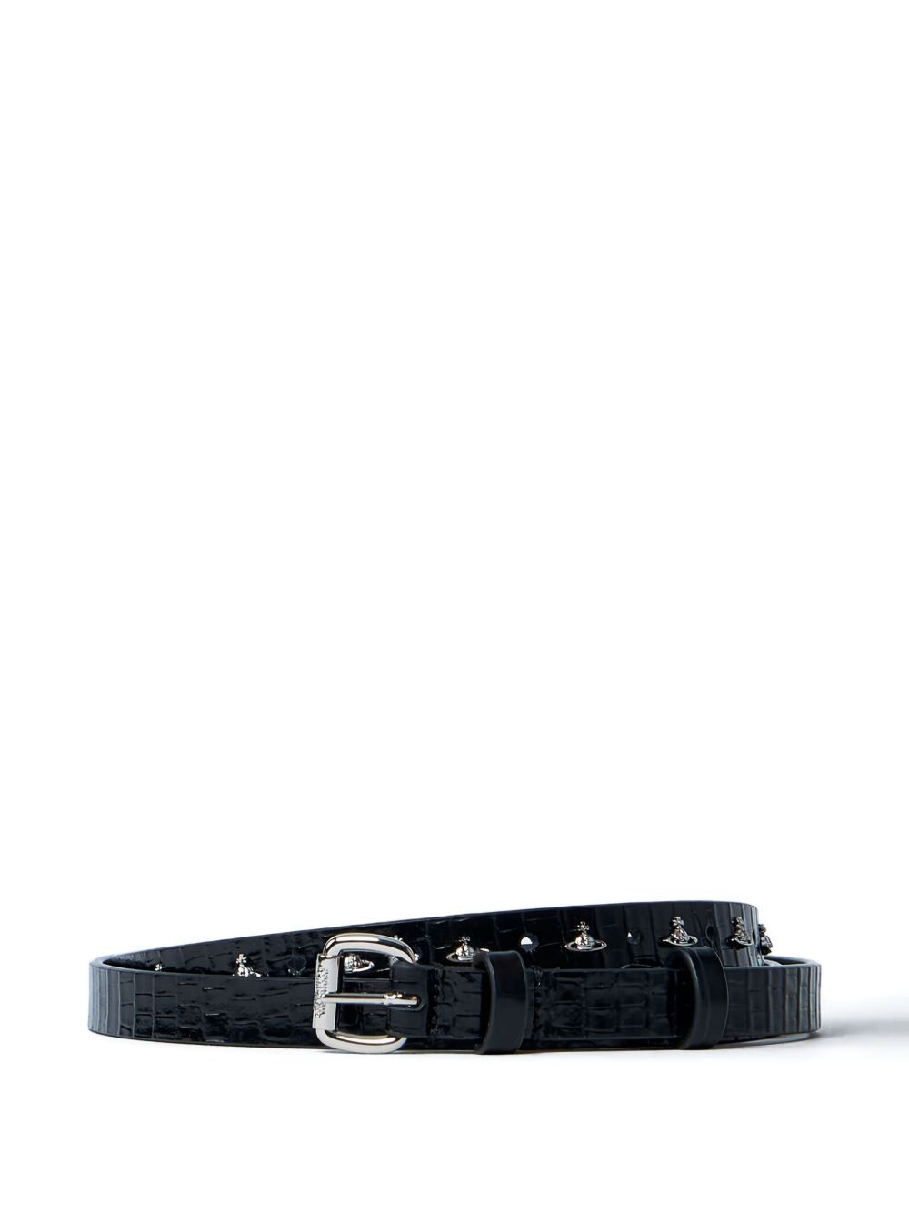 crocodile-effect leather belt - 1