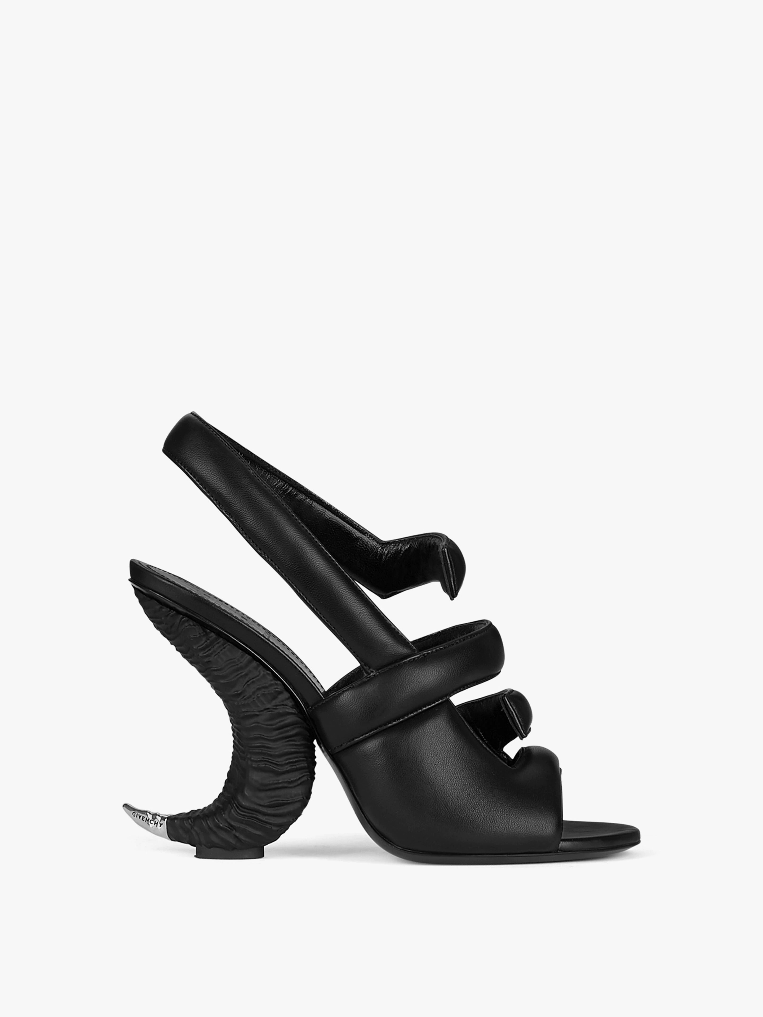 SANDALS IN LEATHER WITH HORN HEEL - 1