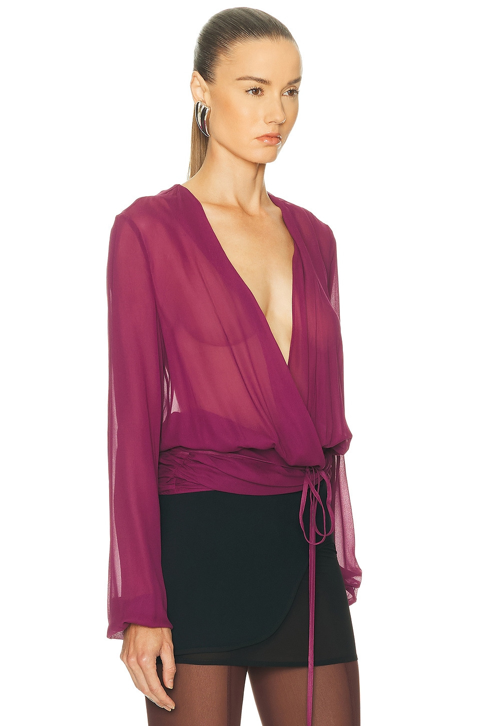 Deep V Blouse - 2
