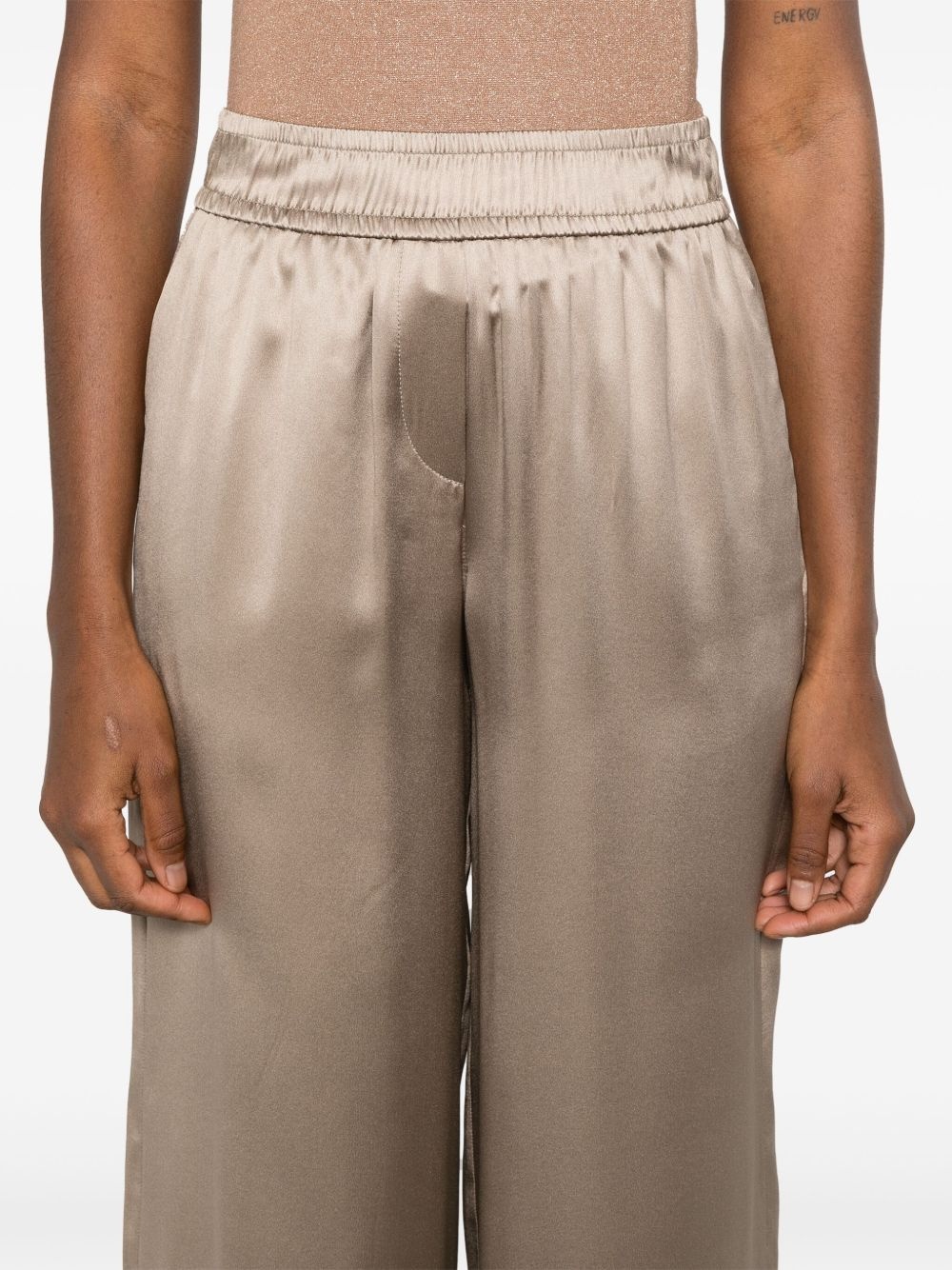 satin-finish wide-leg trousers - 5