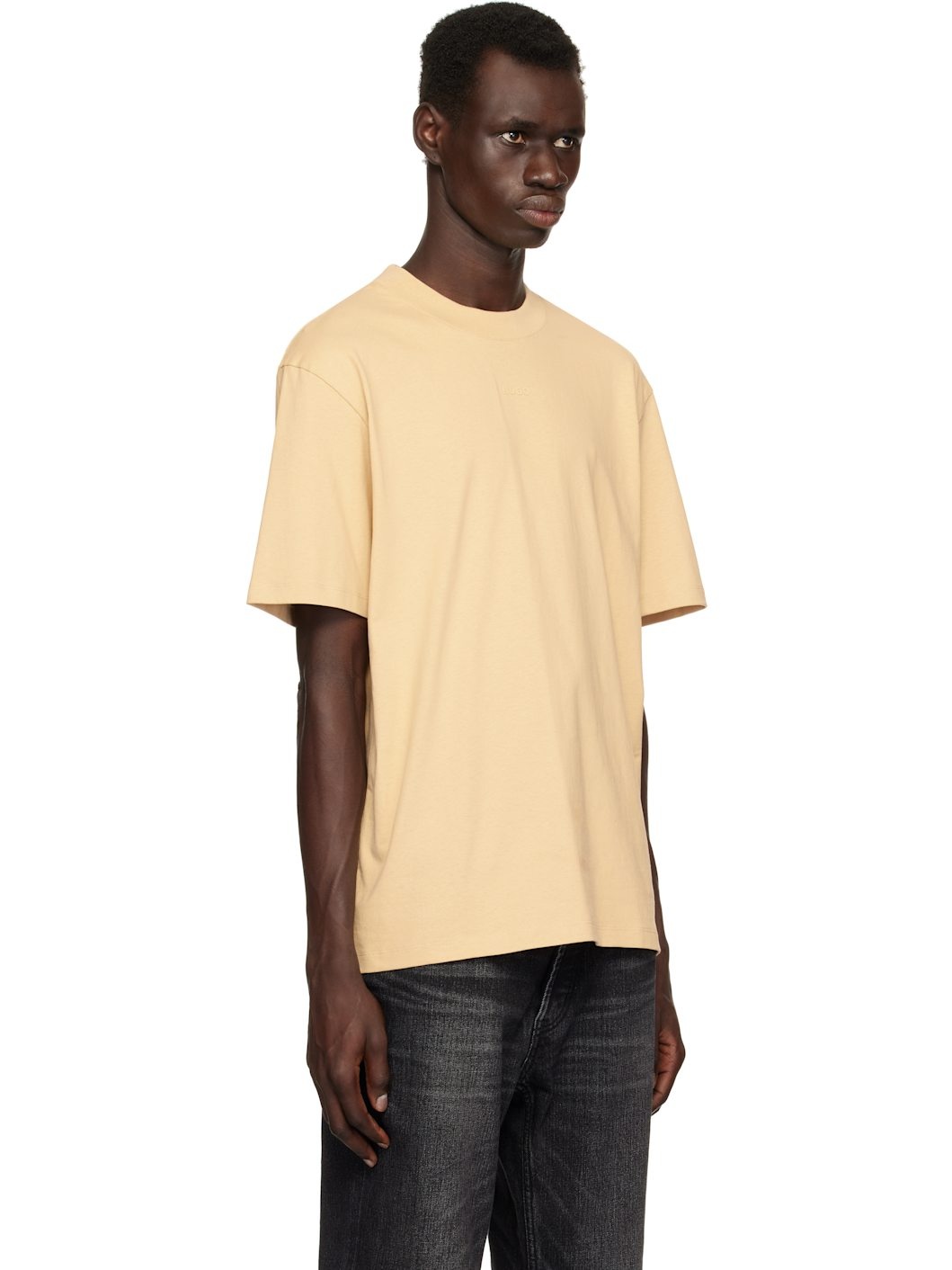 Beige Relaxed-Fit Logo Print T-shirt - 2