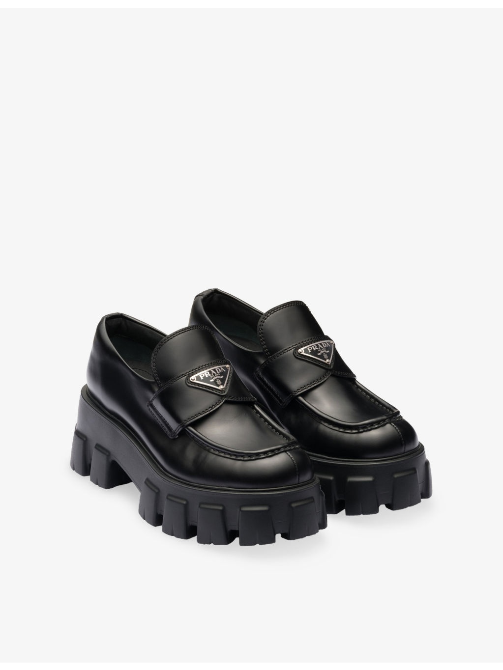 Monolith logo-plaque leather loafers - 4