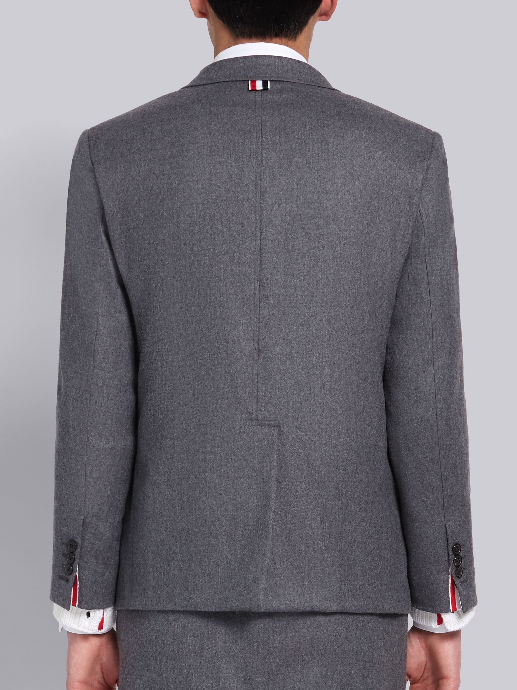 Medium Grey Wool Flannel Double Breasted Sack Jacket - 2