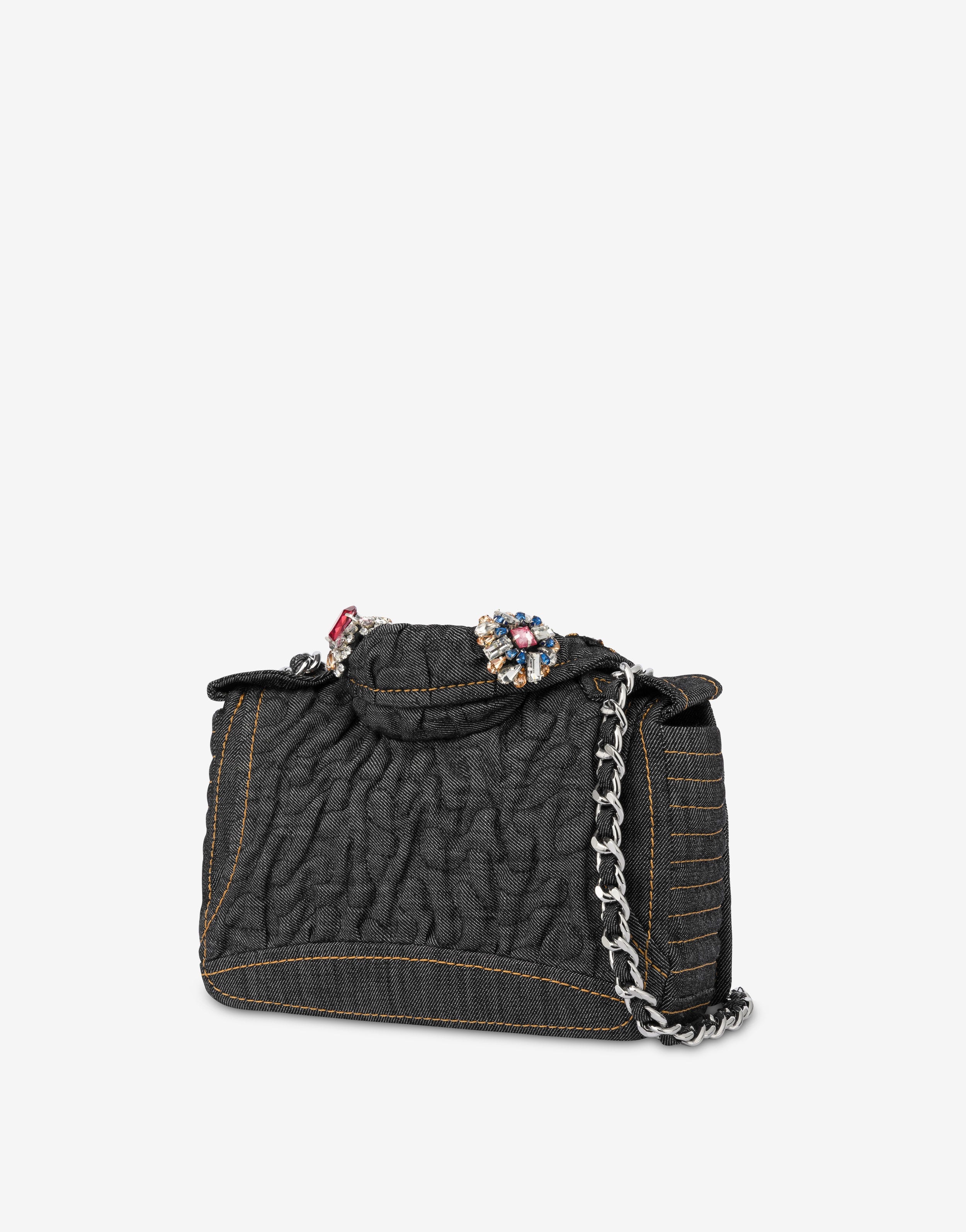 JEWELS MOSCHINO QUILTED DENIM BIKER BAG - 2
