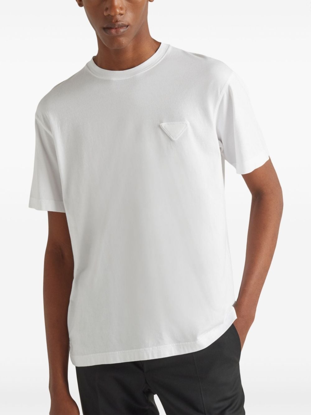 triangle-logo cotton T-shirt - 5