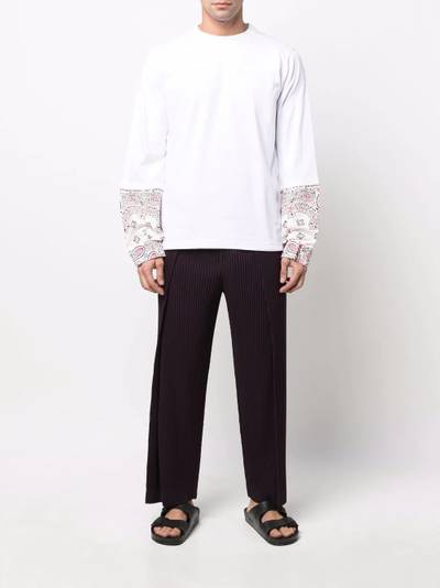 sacai contrast-sleeve cotton T-shirt outlook