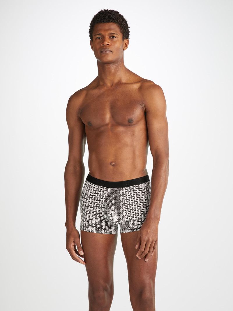 Men's Boxer Briefs Geometric 7 Pima Cotton Stretch Black 1