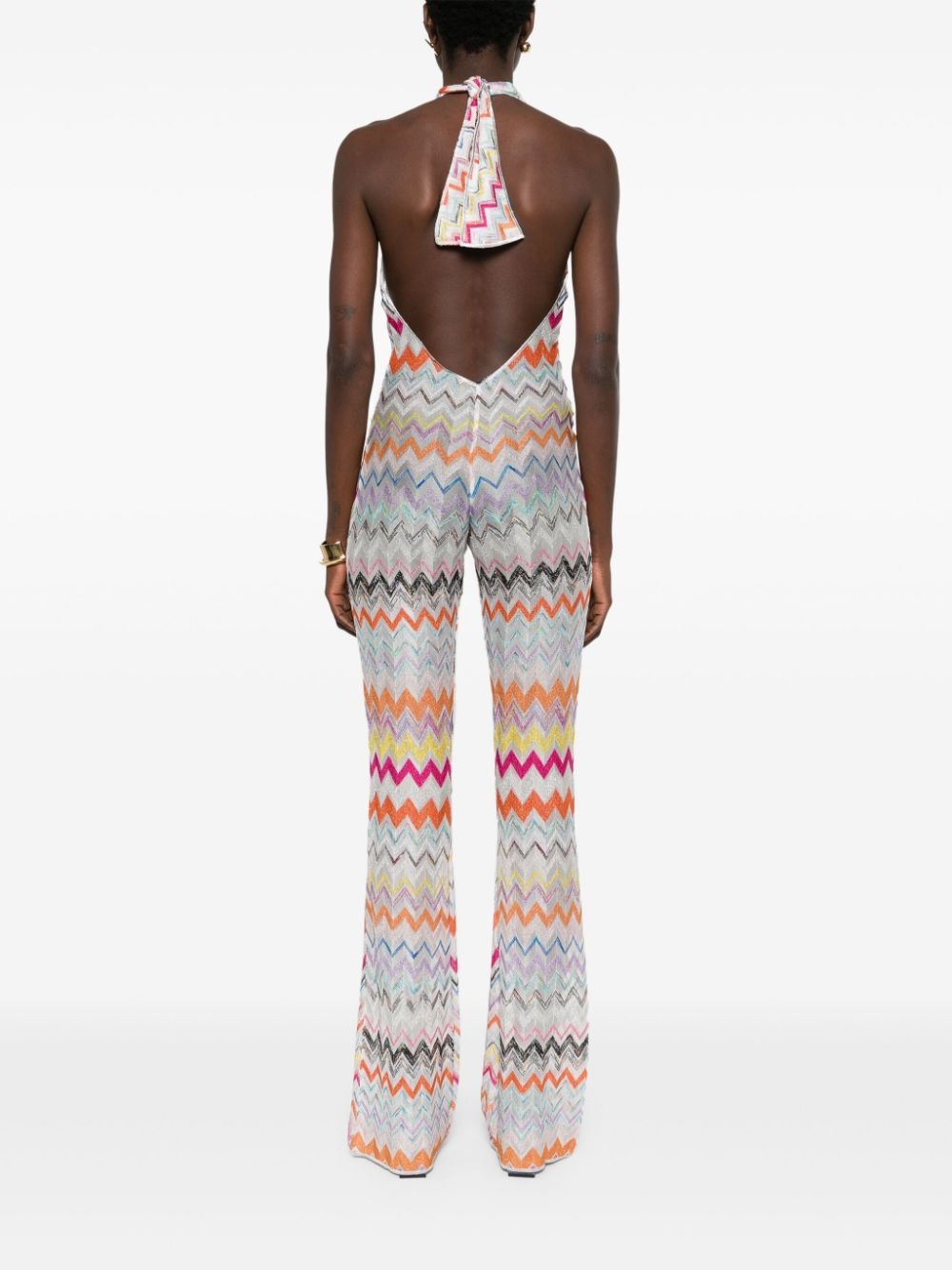 zigzag-woven halterneck beach jumpsuit - 4