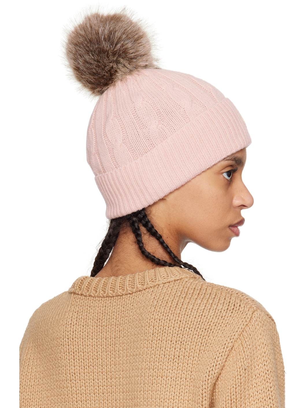 Pink Wool & Cashmere Pom Pom Beanie - 3