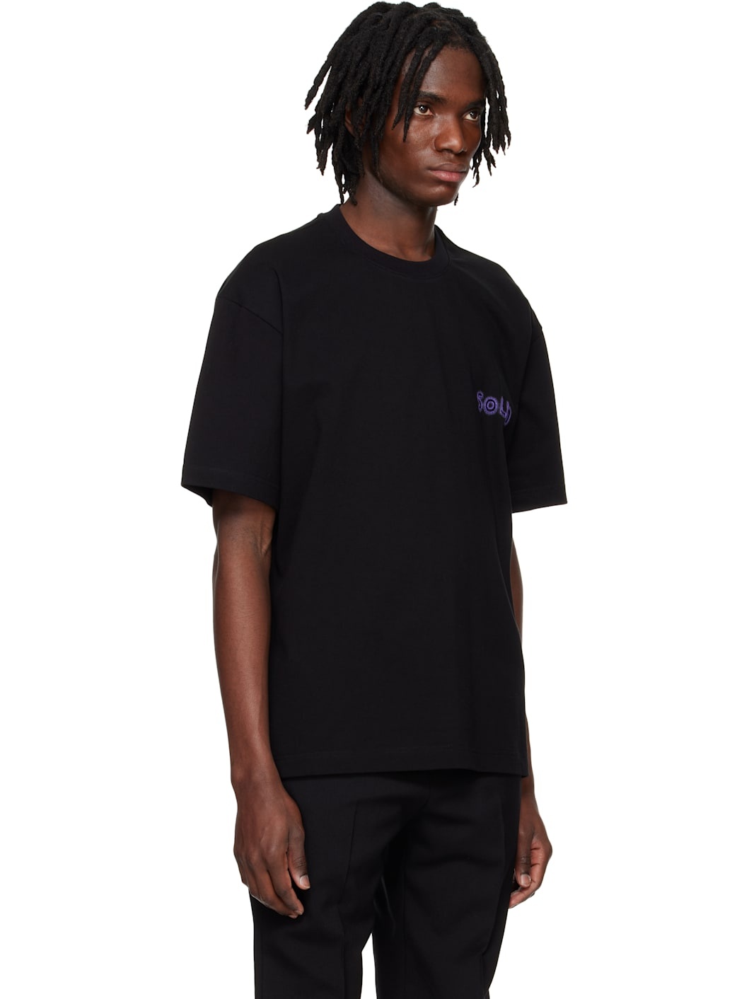 Black Embroidered Graphic T-shirt - 2