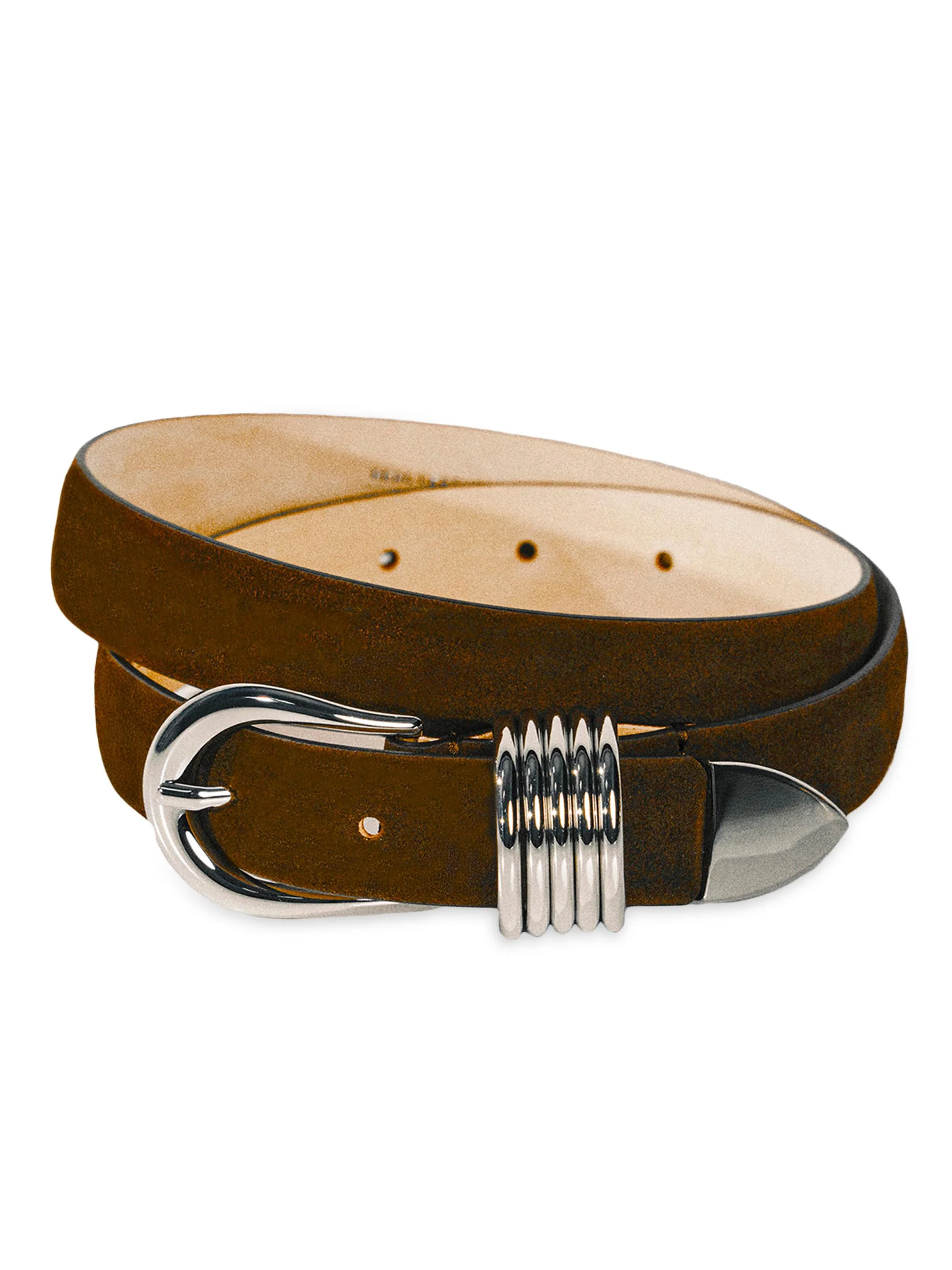 Women's Hollyhock Suede Belt - Chocolate Silver - 1