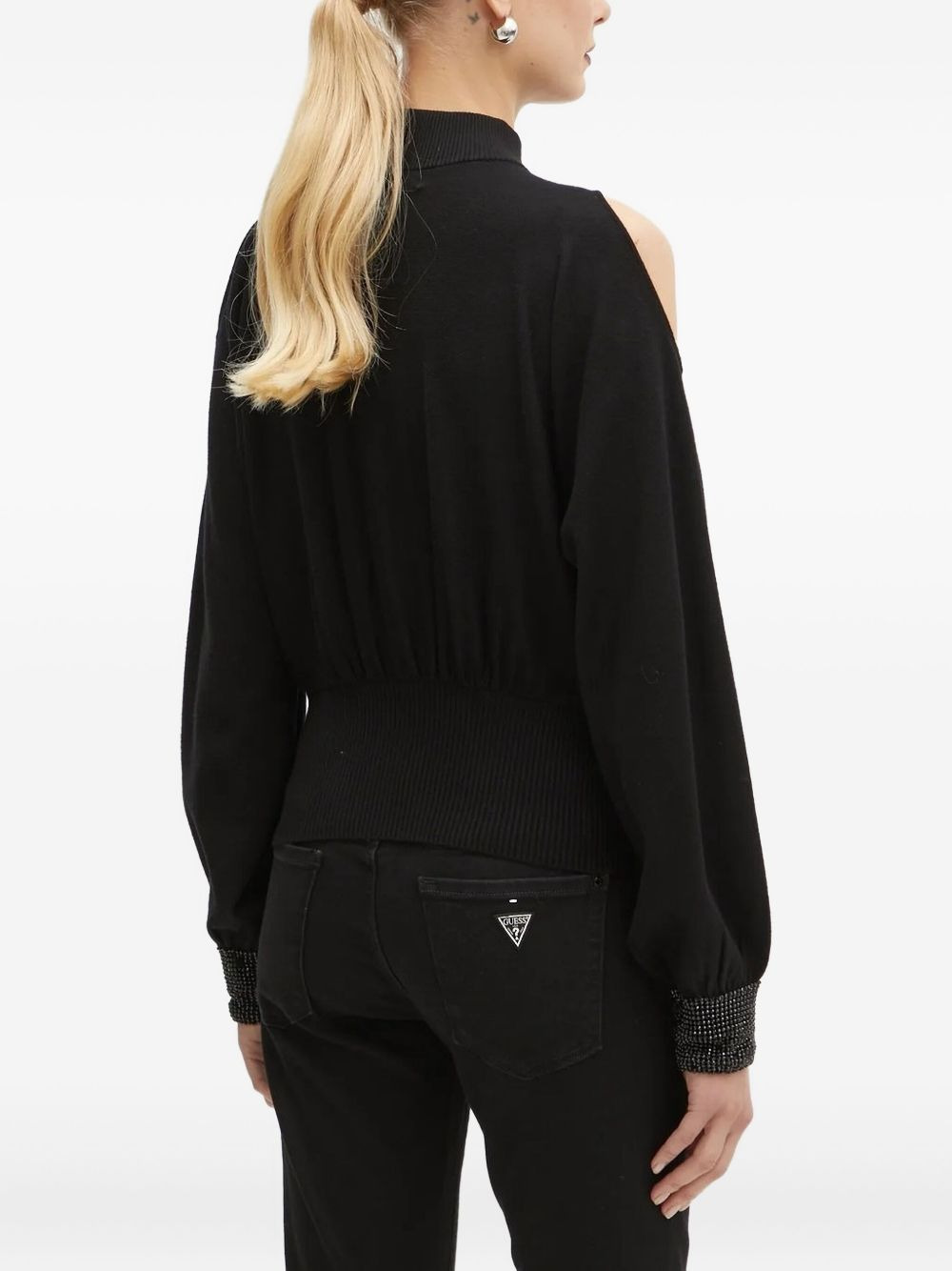 high-neck embellished-cuff sweater - 2