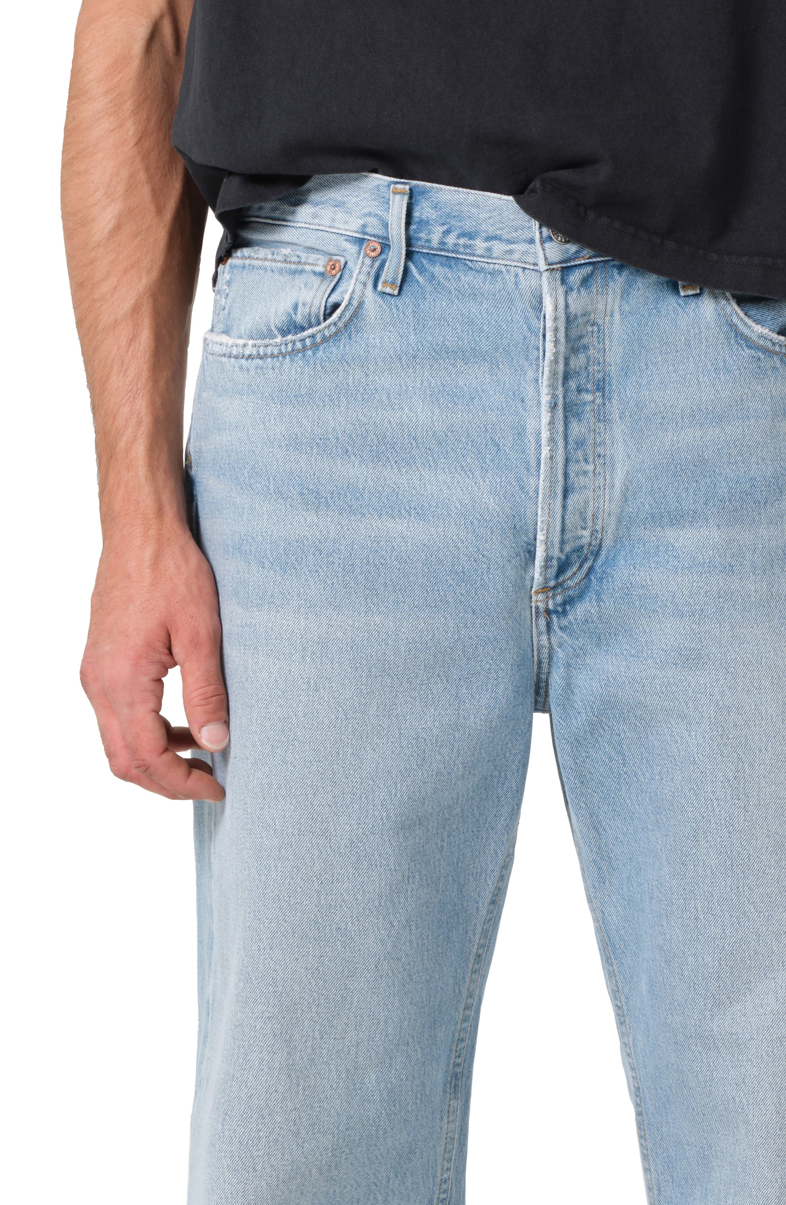 AGOLDE '90s Mid Rise Relaxed Straight Leg Jeans in Force (Vint Marbled Ind) at Nordstrom - 4