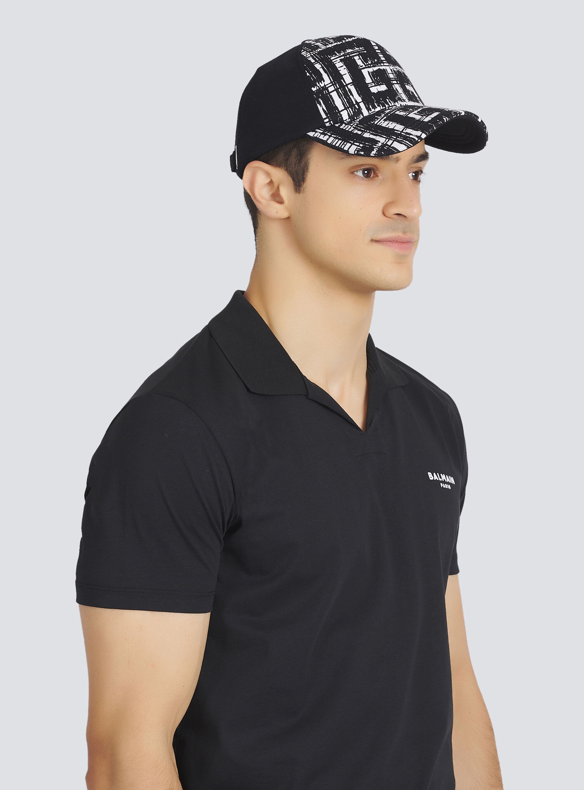 Eco-designed cap with maxi Balmain monogram pattern - 2