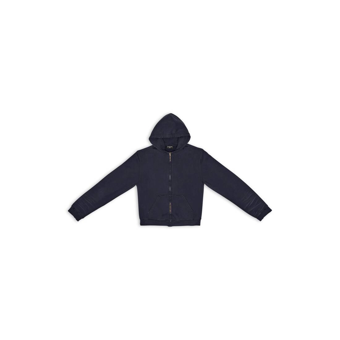 Men's Balenciaga Tab Worn-out Zip-up Hoodie in Black - 1