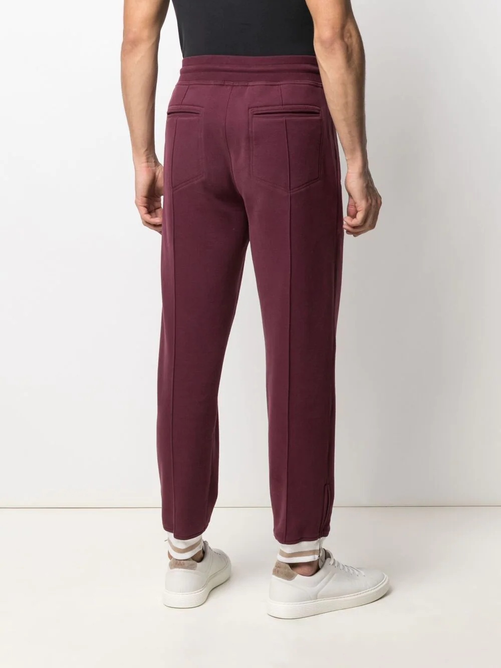 drawstring-waist cotton track trousers - 4