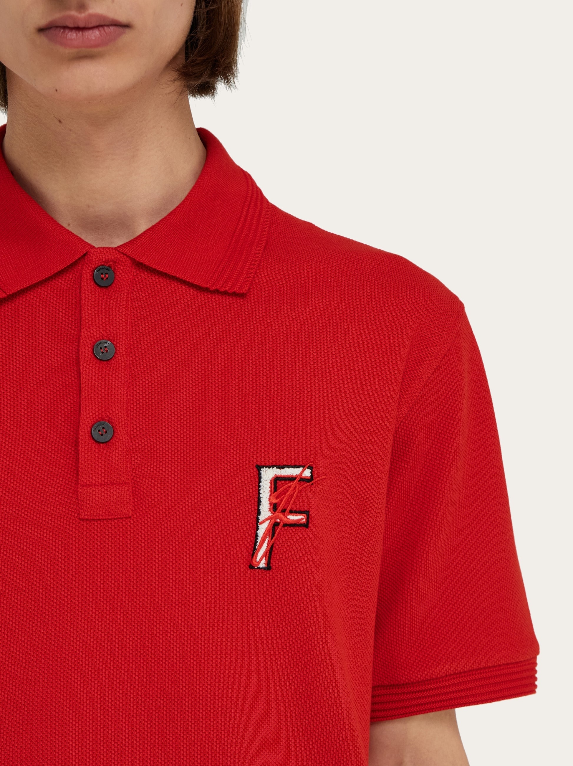 Cotton polo shirt with double embroidery - 4