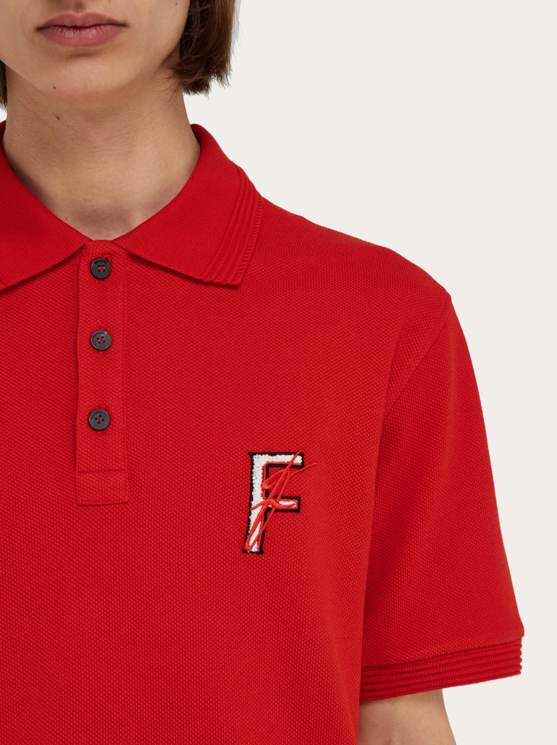 Cotton polo shirt with double embroidery 4