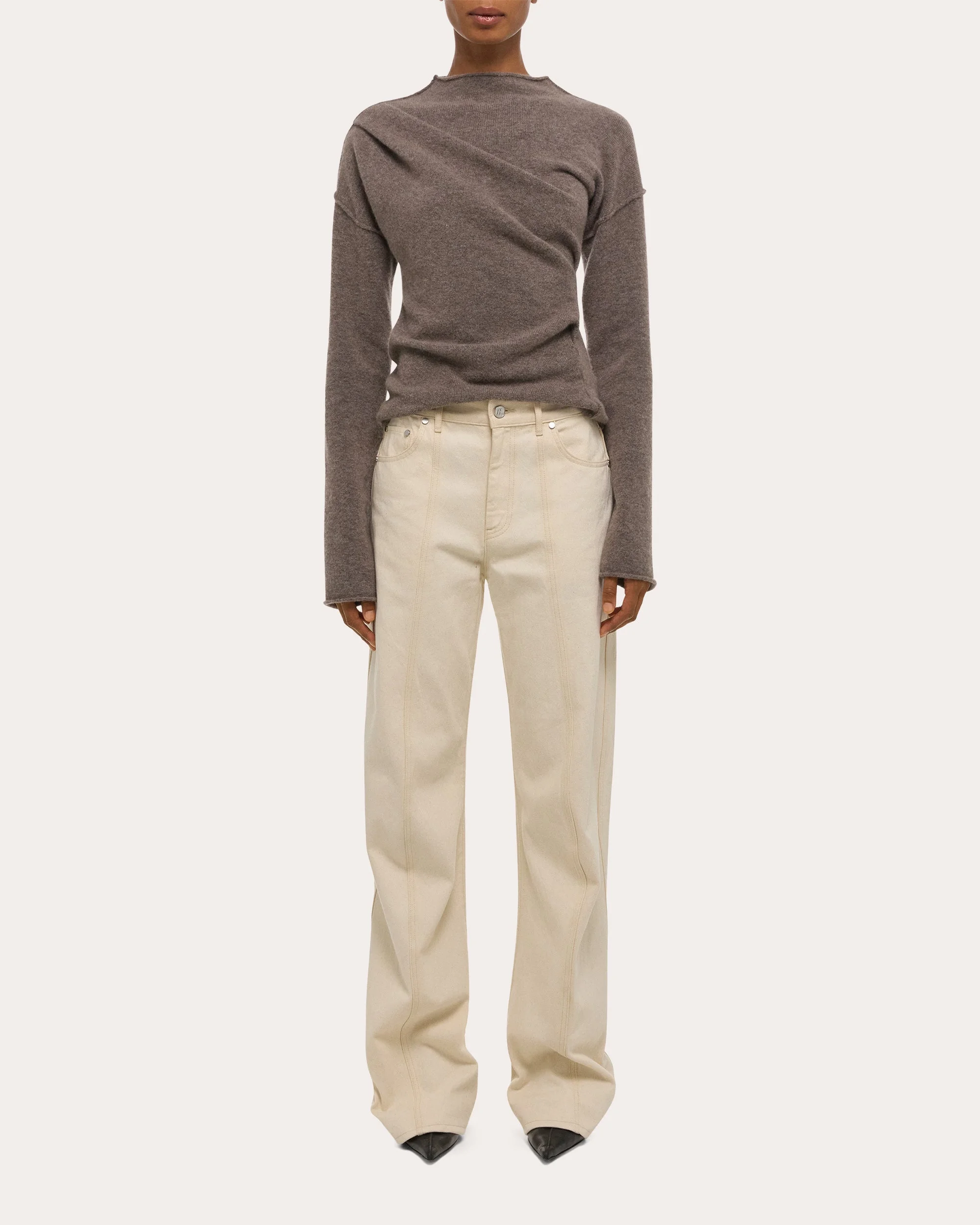 Curved Seam Straight-Leg Ski Jeans - 1