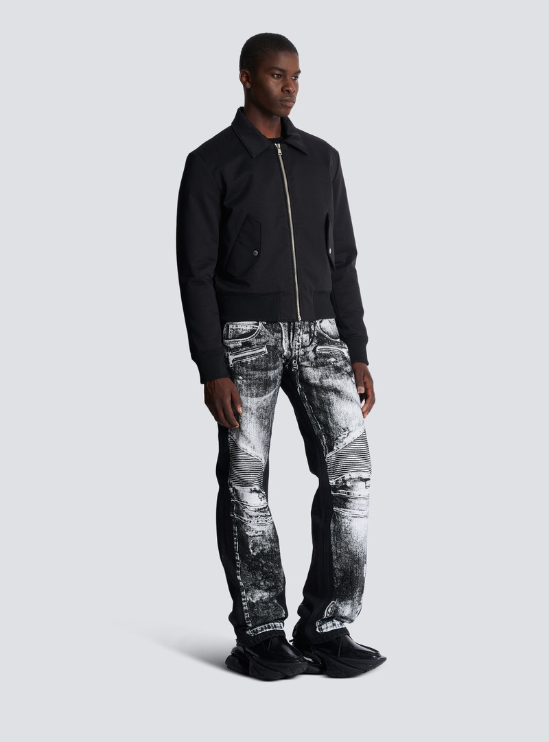 Cotton bomber jacket with vintage Balmain logo 3