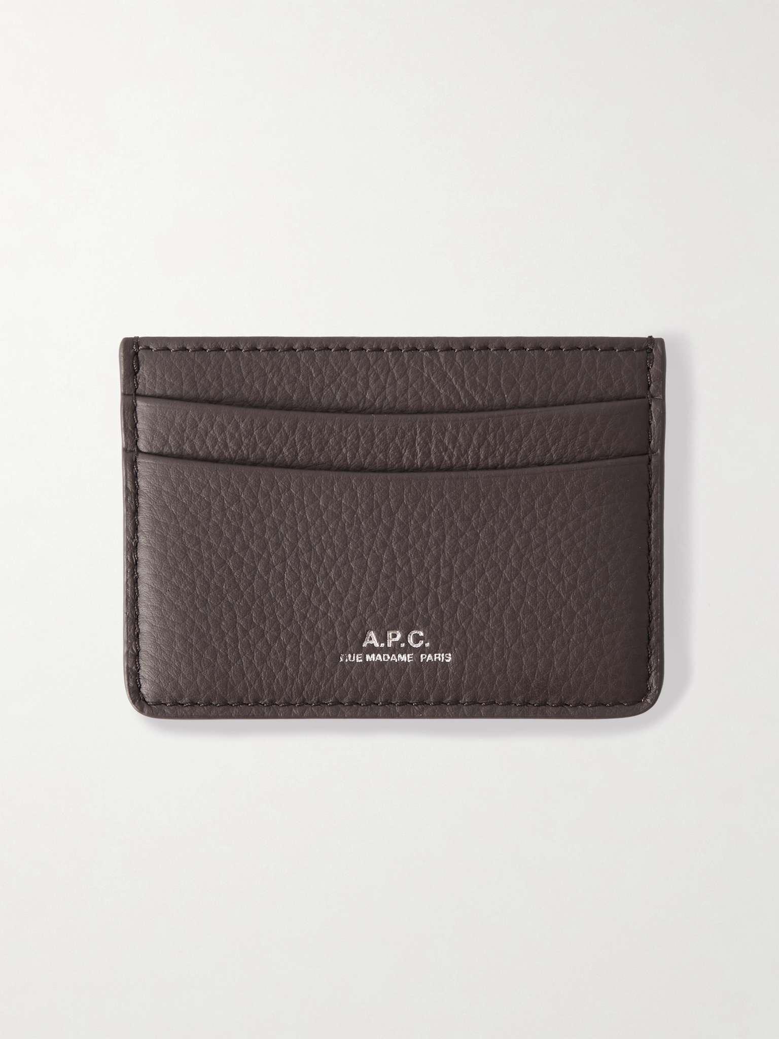 Logo-Print Full-Grain Leather Cardholder - 1