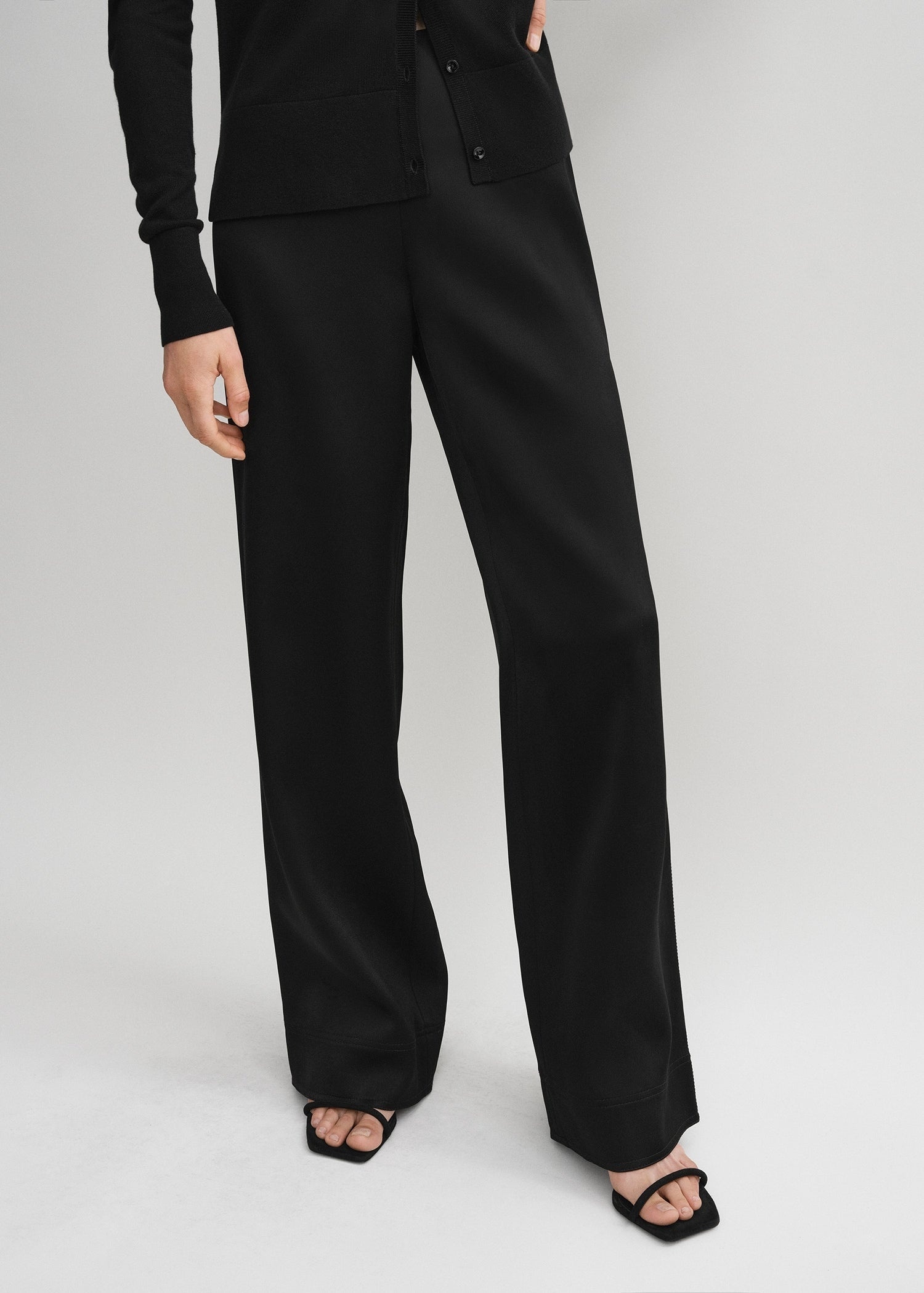 Contrast satin trousers black - 5