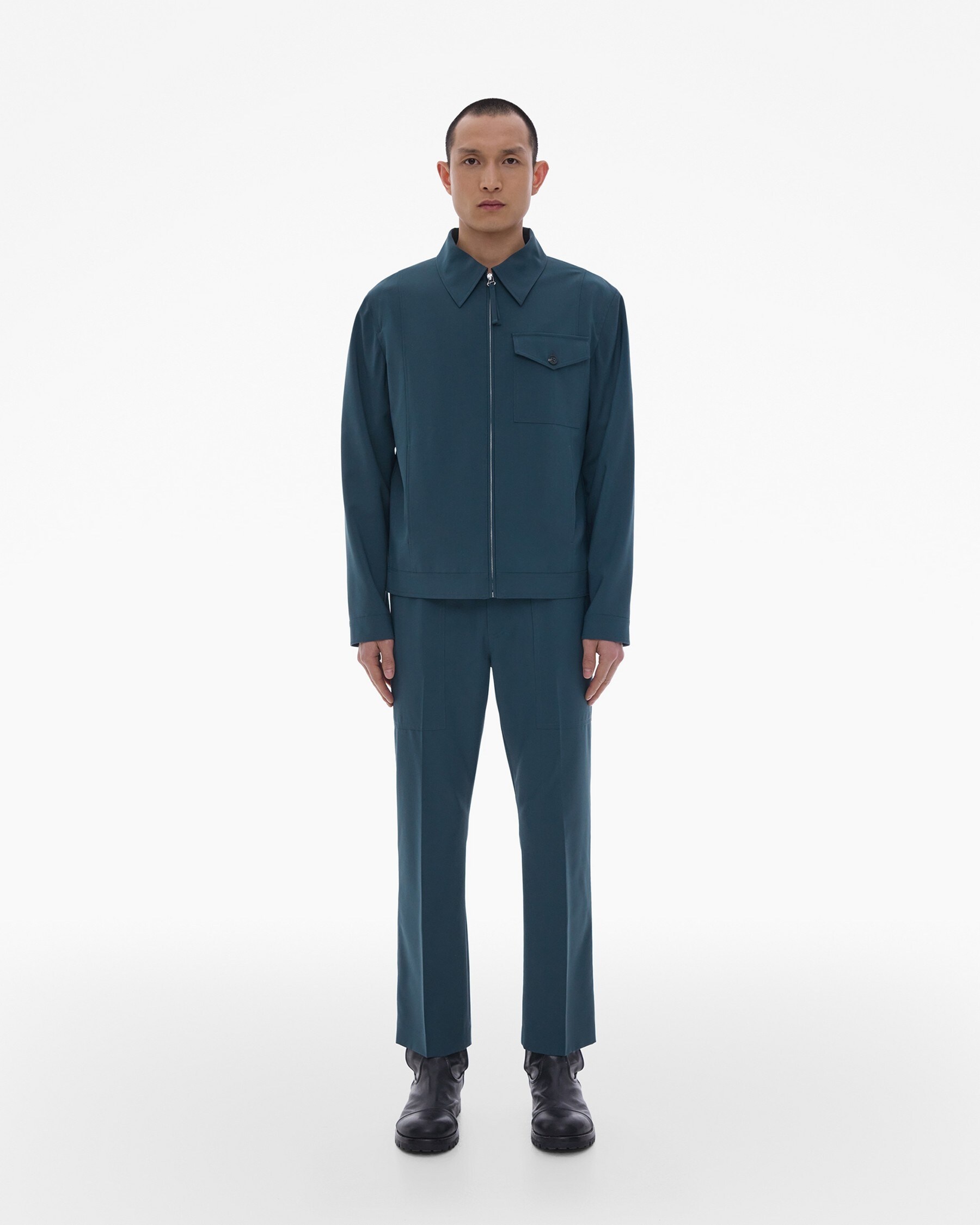 STRETCH WOOL TAILORED ZIP-UP JACKET - 2