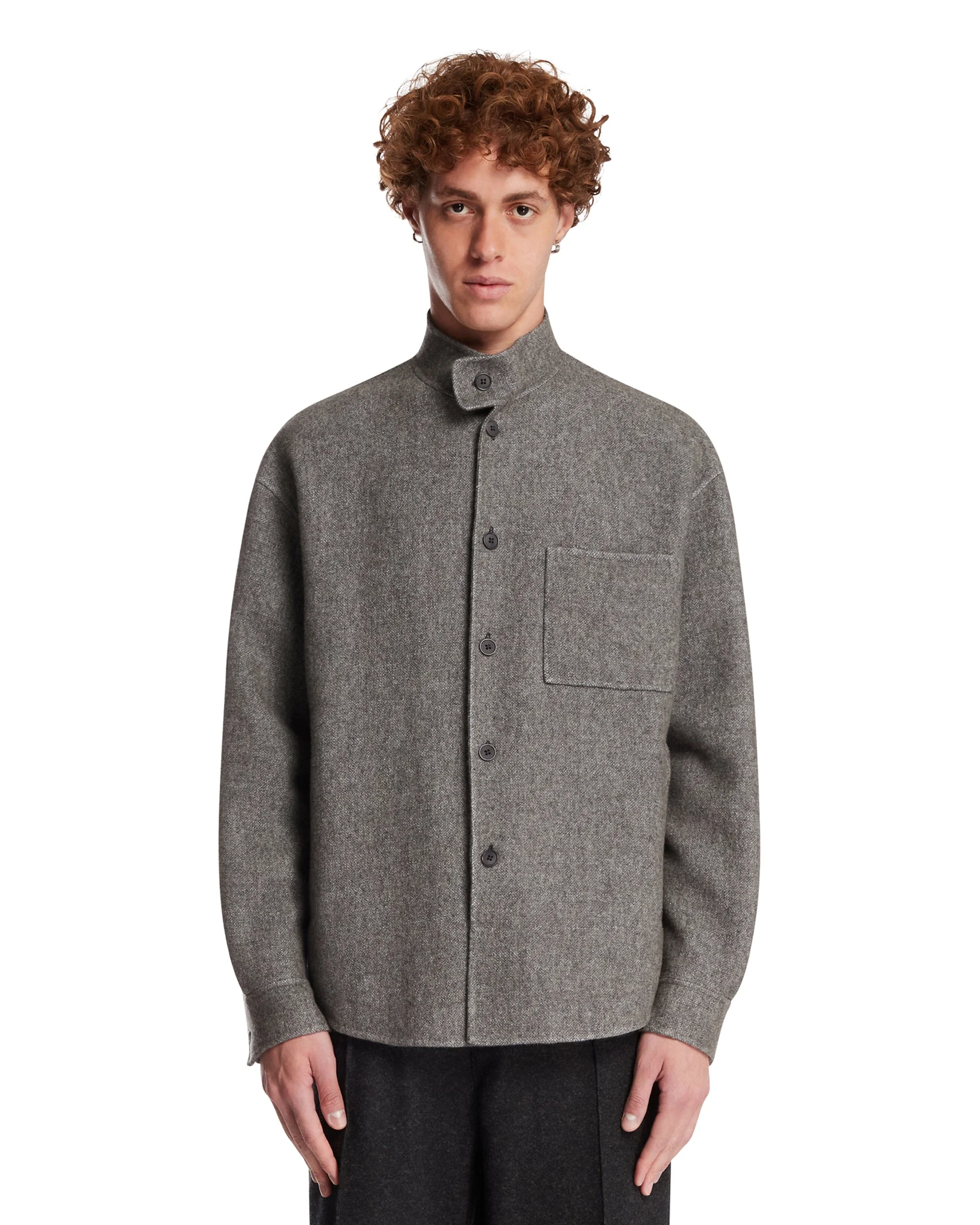 Gray Cashmere Overshirt - 1