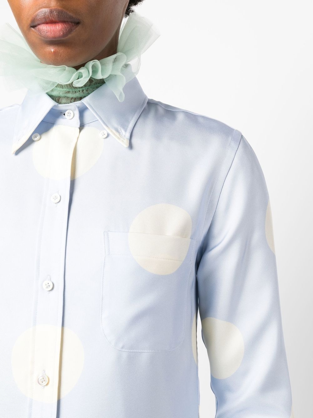 polka-dot silk long-sleeve shirt - 5
