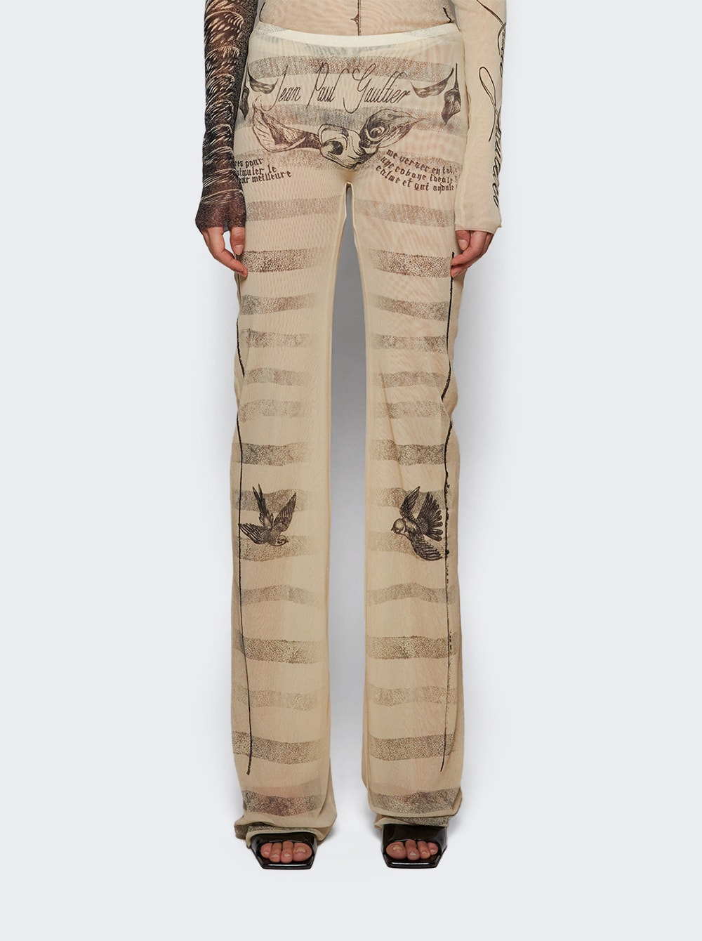 Mesh Tattoo Marinière Pants Ecru - 2