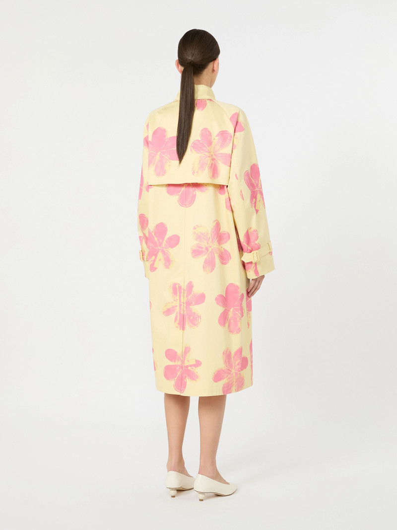 WKSRADIOSO Midi trench coat in patterned water-repellent gabardine - YELLOW 4