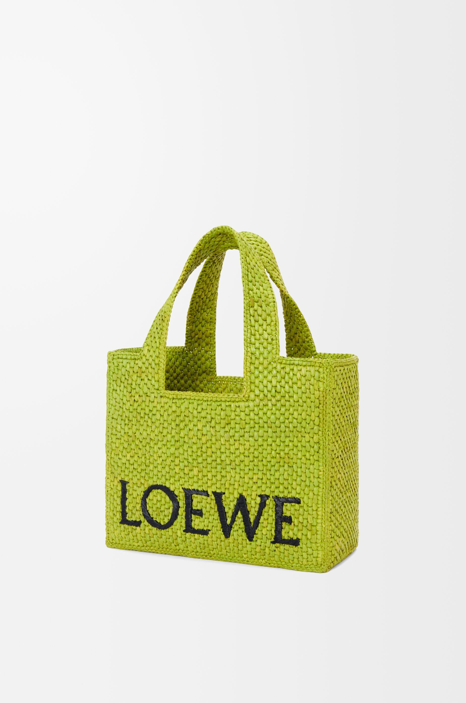 Small LOEWE Font tote in raffia - 4