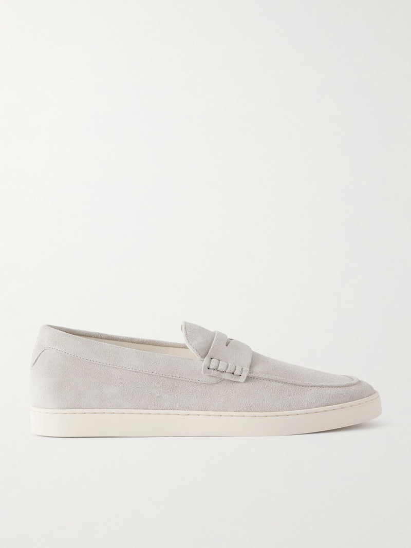 Suede Penny Loafers Light gray 1