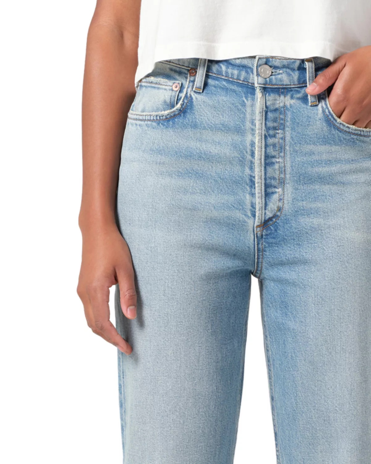 90's High Rise Straight Leg Jeans in Ripple - 7
