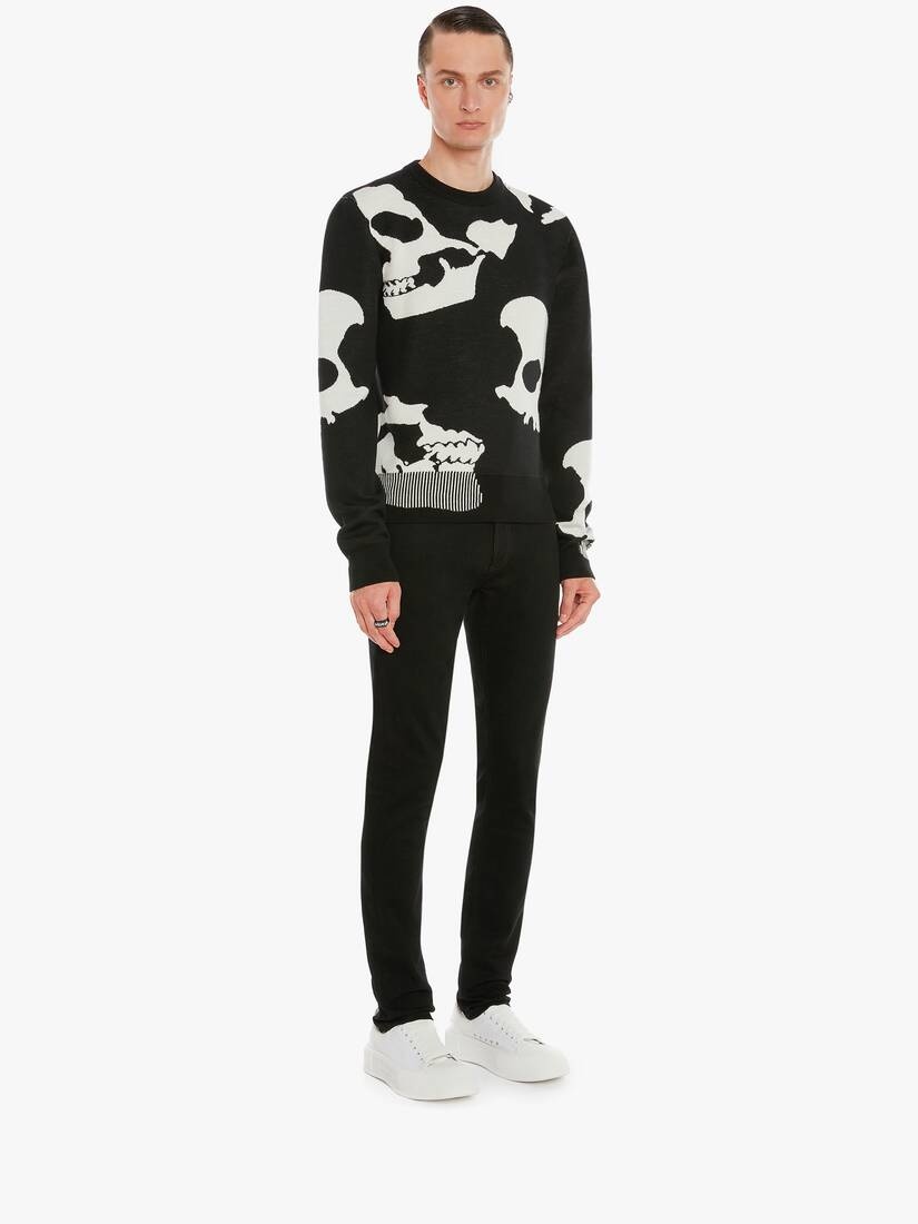 Skull Camouflage Crew Neck Jumper in Black/ivory - 3