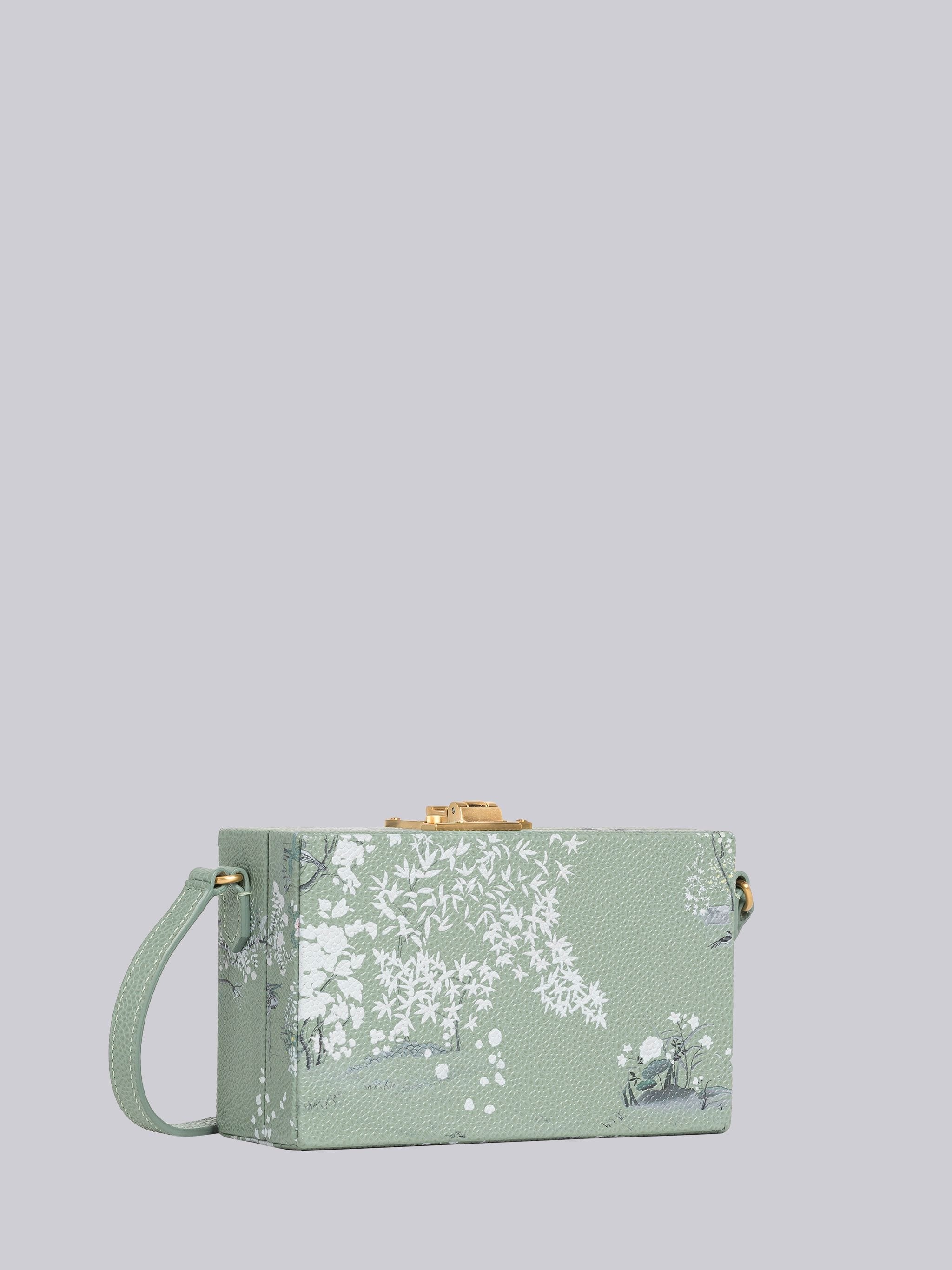 Toile Print Pebble Grain Leather Mini Trunk Clutch - 3