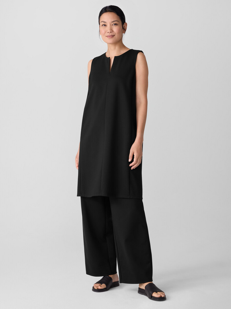 EILEEN FISHER Lightweight Ponte Split Neck Dress outlook