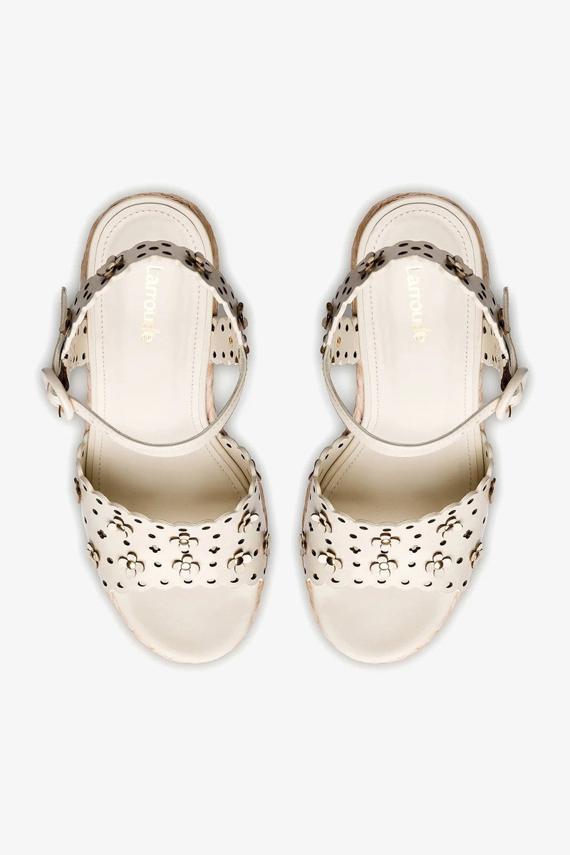 Jasmine Wedge In Ivory Leather 3