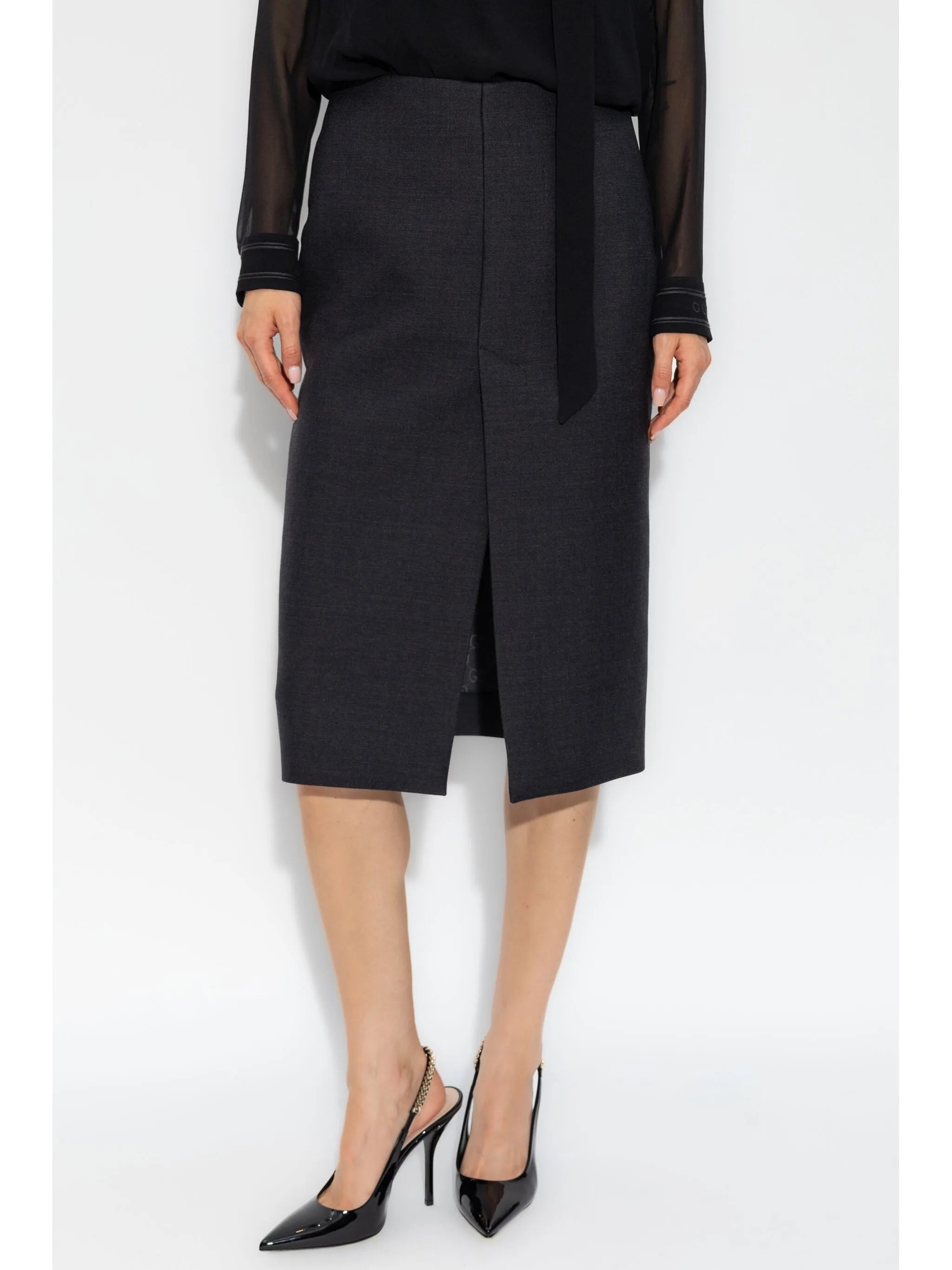 Slit-detail Pencil Skirt - 5