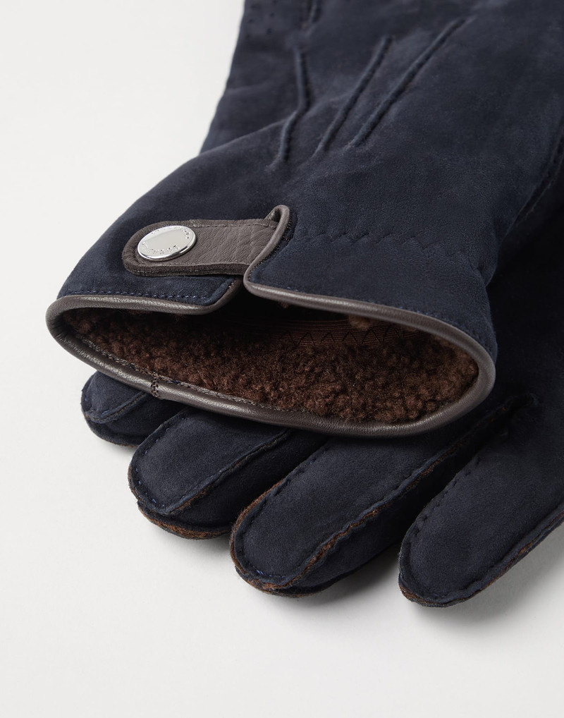 Brunello Cucinelli Suede shearling gloves outlook