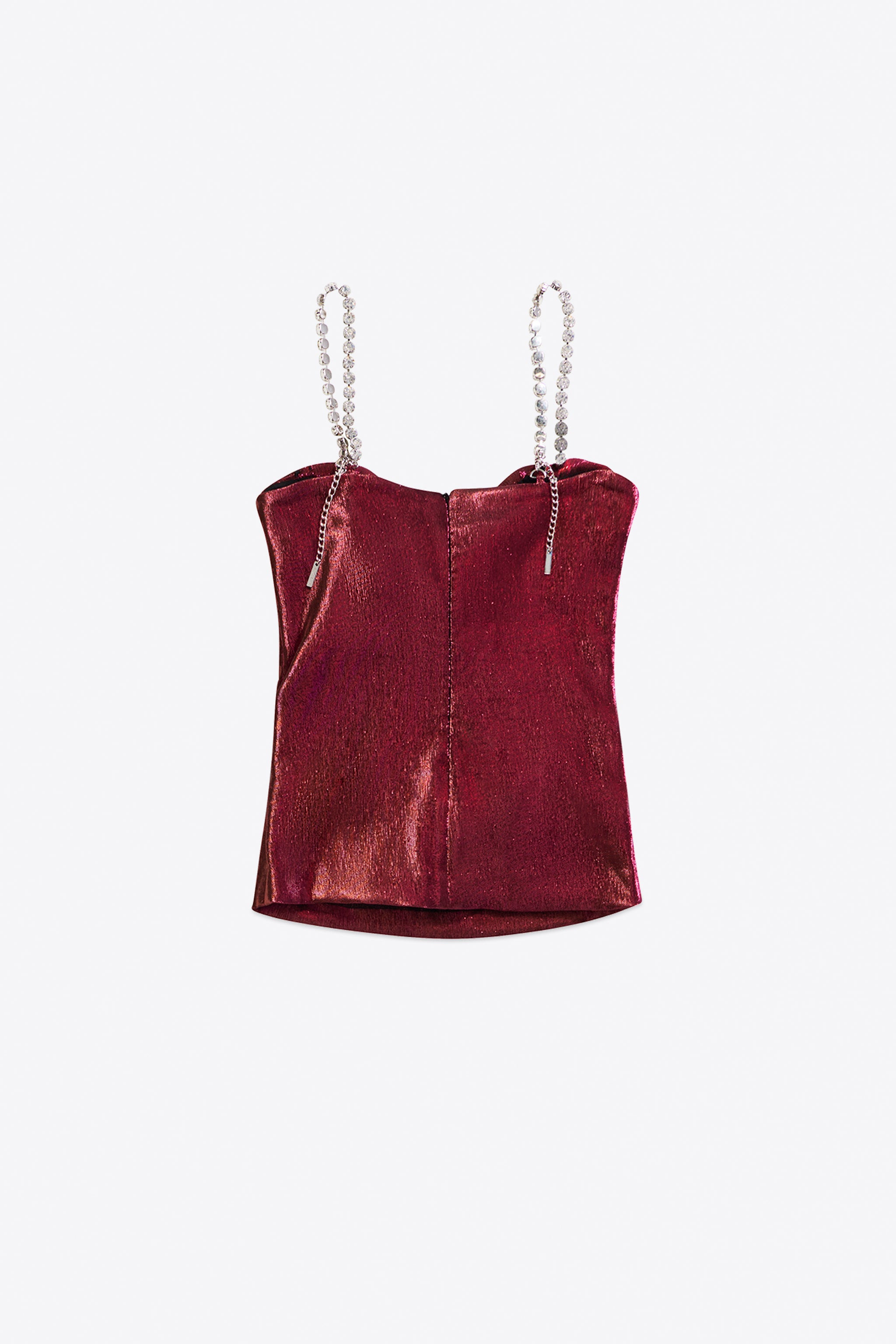 CRYSTAL EMBELLISHED STRETCH LAME CUTOUT TOP - 2