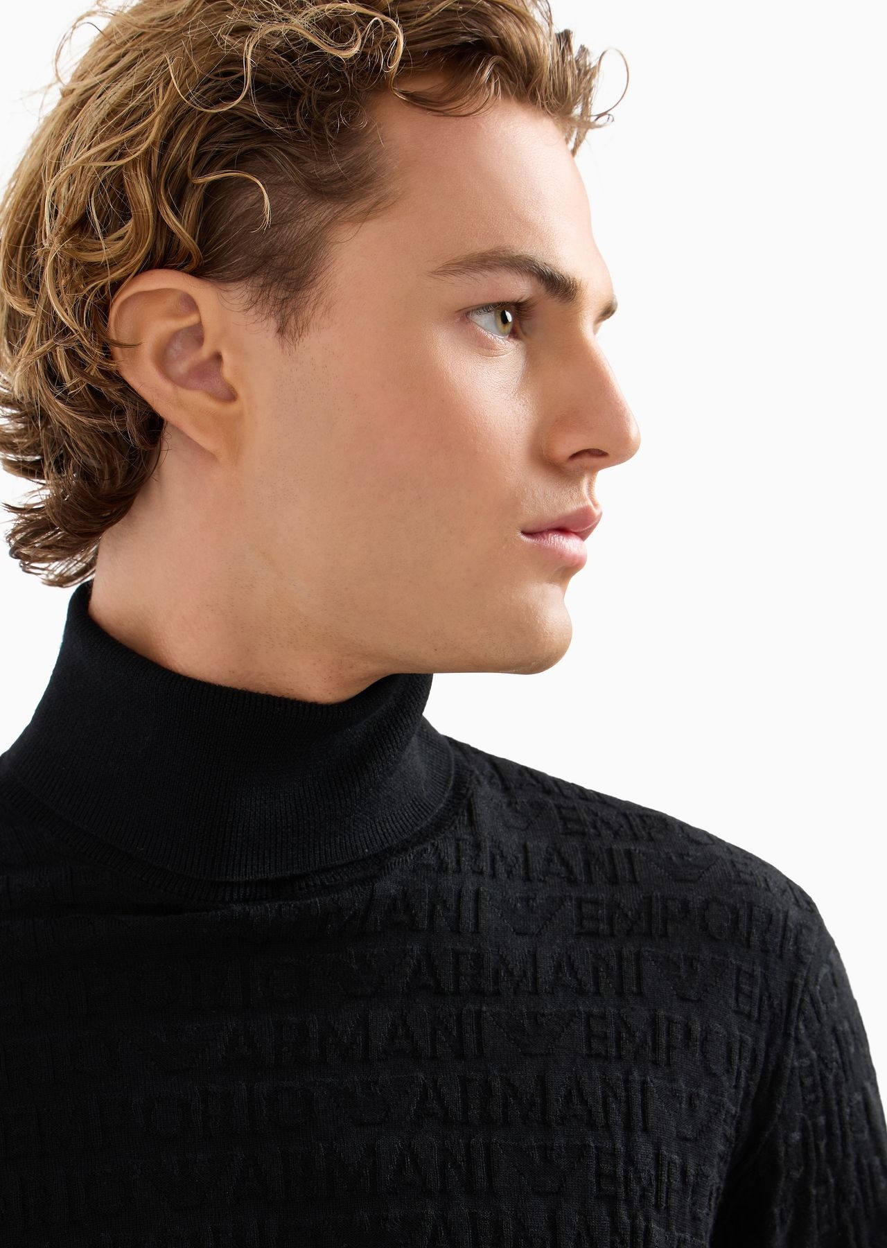 Virgin-wool rollneck jumper with all-over devoré lettering - 5